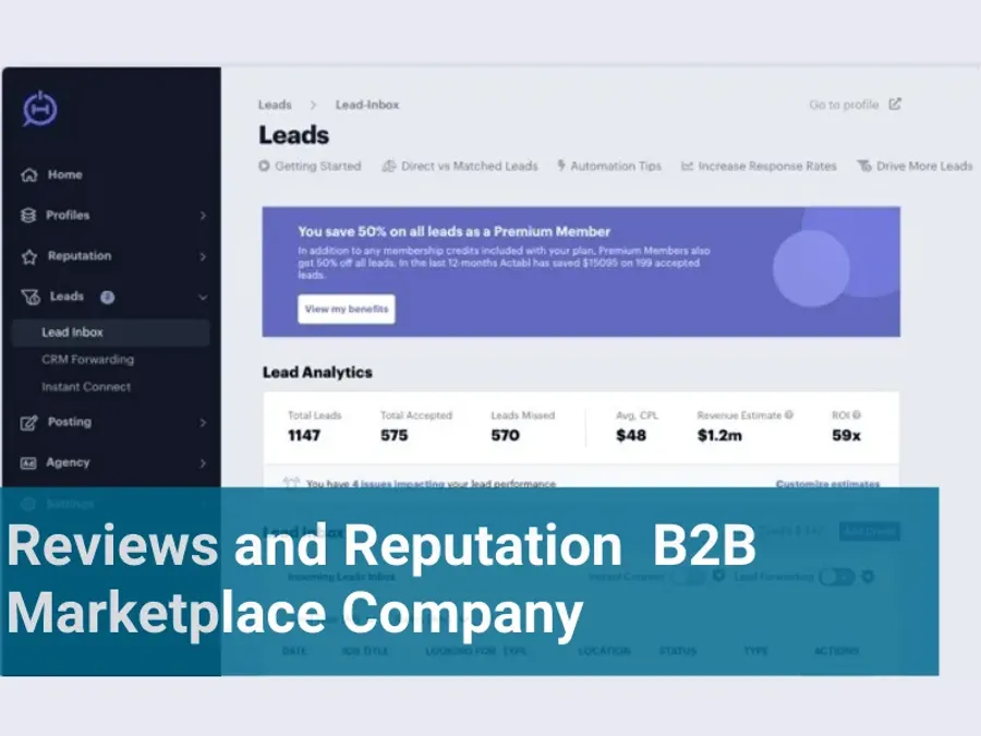 Reviews and Reputation B2B Marketplace Company