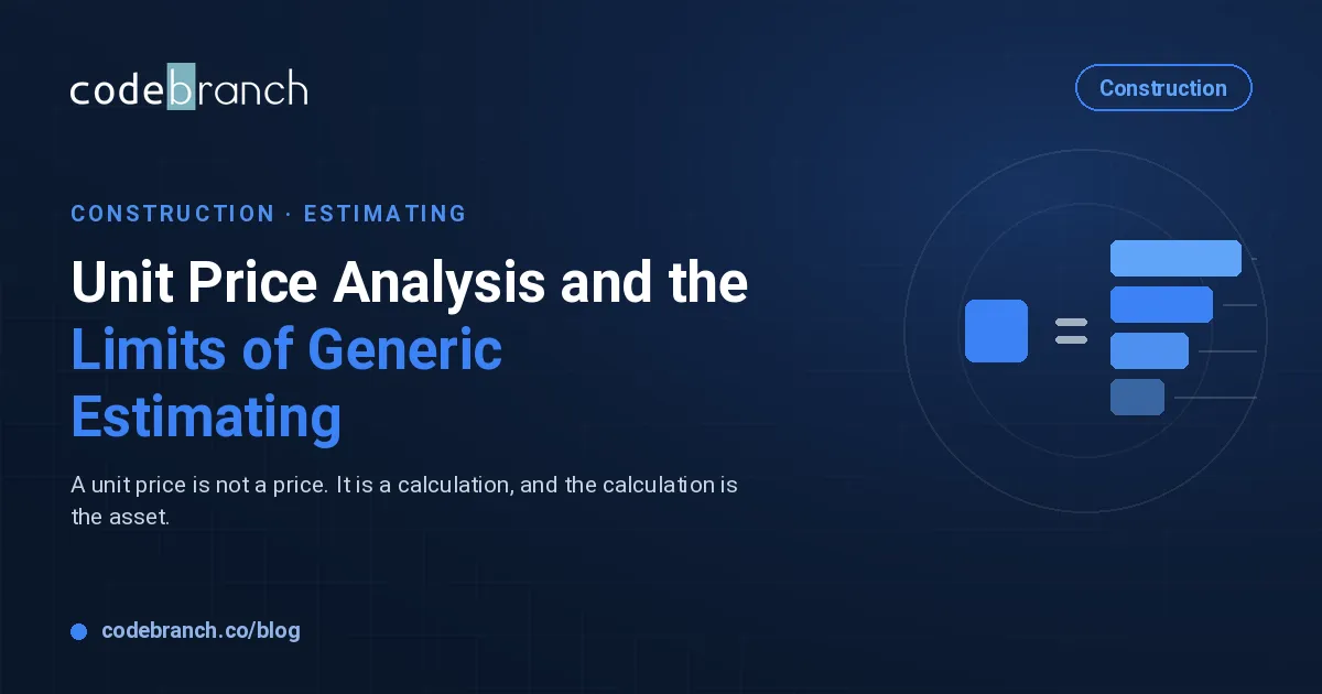 Unit Price Analysis and the Limits of Generic Estimating