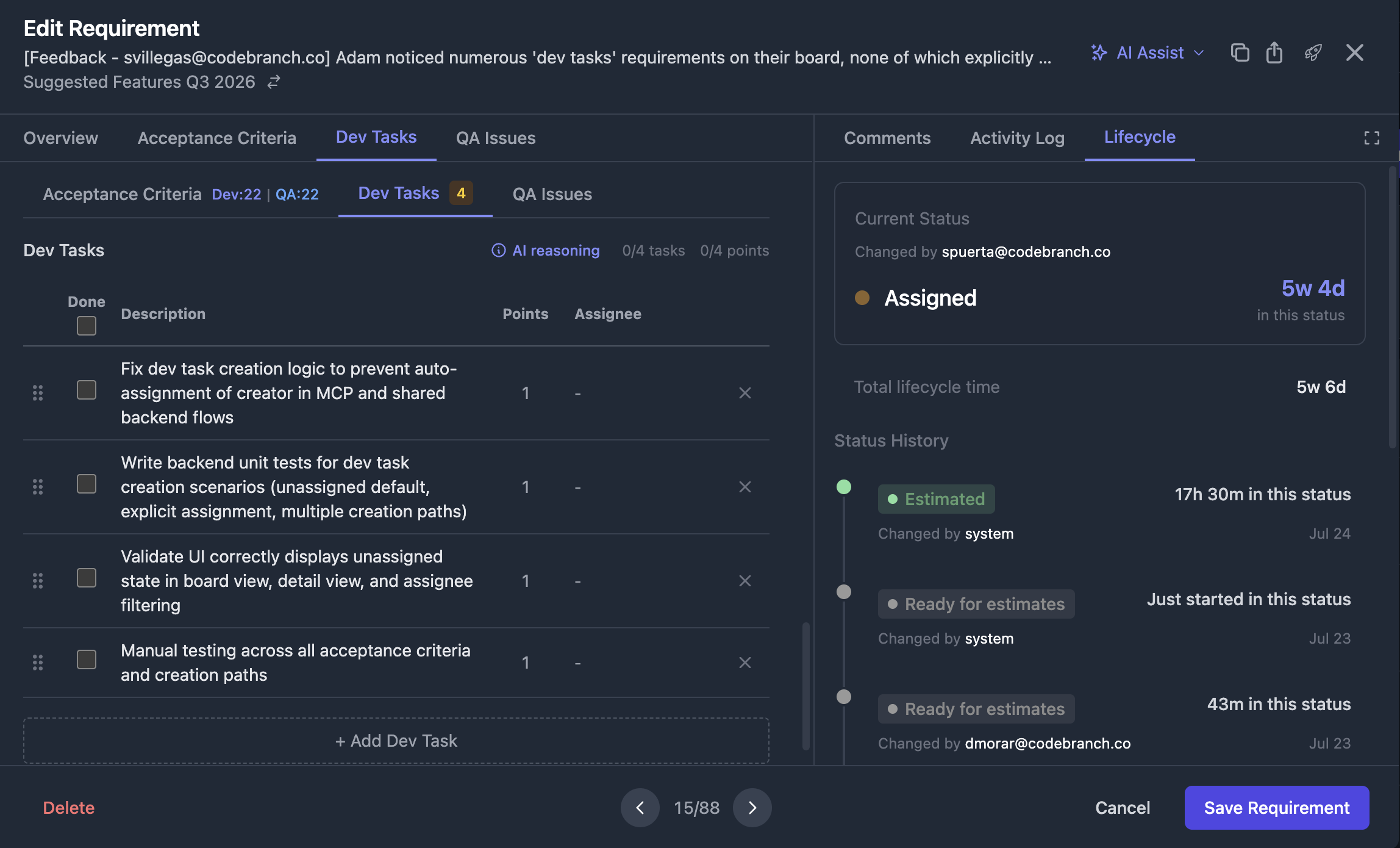 PM tool project estimation